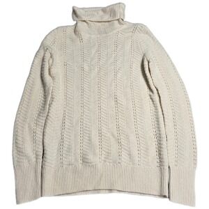 Ann Taylor LOFT Cable Knit Turtleneck Sweater Women's Size XS Cream Pullover